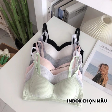 Set 3 áo lót bra nữ gân tăm HENISA – ôm form mỏng nhẹ hoa lá cute – 28.489₫ 9
