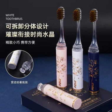 Set 3 bàn chải gấp gọn hoa Hồng tặng hộp tiện lợi du lịch siêu nhẹ 4