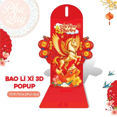Set 3 Bao Lì Xì Popup 3D Cao Cấp Tết Bính Ngọ 2.026 - Giá chỉ 14.500₫