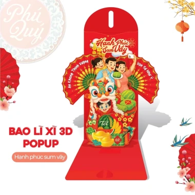 Set 3 Bao Lì Xì Popup 3D Cao Cấp Tết Bính Ngọ 2.026 - Giá chỉ 14.500₫