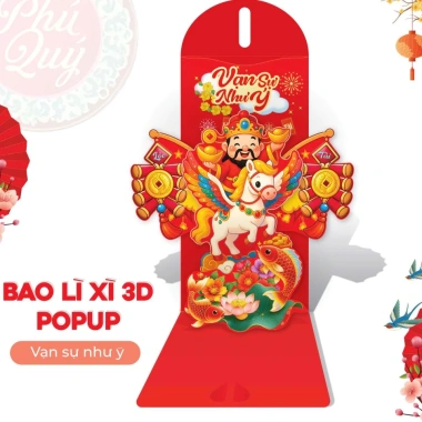 Set 3 Bao Lì Xì Popup 3D Cao Cấp Tết Bính Ngọ 2.026 - Giá chỉ 14.500₫