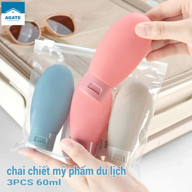 Set 3 chai chiết silicone 60ml - Bộ chia du lịch, dầu xã, sữa tắm, 20.300₫