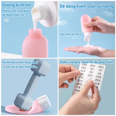 Set 3 chai chiết silicone 60ml - Bộ chia du lịch, dầu xã, sữa tắm, 20.300₫ 4 Set 3 chai chiết silicone 60ml - Bộ chia du lịch, dầu xã, sữa tắm, 20.300₫ 4