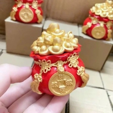 Set 3 Hũ Đựng Muối Gạo Tài Lộc May Mắn - Đặt Bàn Thần Tài, Ông Táo Đỏ Vàng, Giá Ưu Đãi 69.000₫