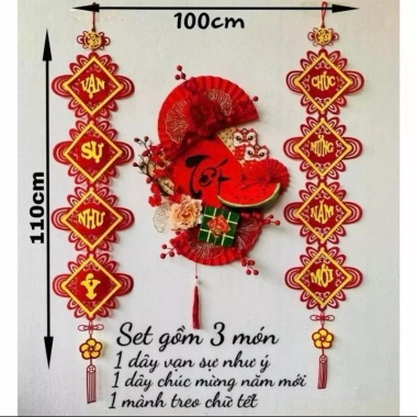 Set 3 Món Decor Tết 2.026: Mành Treo Chữ Tết, Dây Vạn Sự Như Ý, Dây Chúc Mừng Năm Mới 99.000₫ 10 Set 3 Món Decor Tết 2.026: Mành Treo Chữ Tết, Dây Vạn Sự Như Ý, Dây Chúc Mừng Năm Mới 99.000₫ 10
