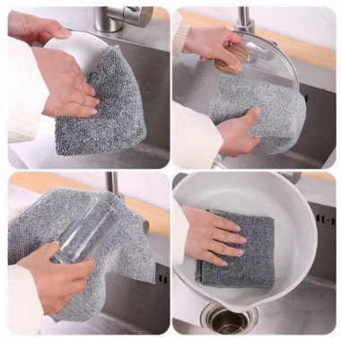 Set 30 Khăn Lau Sợi Than Tre Siêu Thấm, Khổ Lớn, Lau Sạch Vết Bẩn - 22.000₫