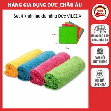 Sét 4 khăn lau đa năng VILEDA Microfiber mềm dẻo - Nhập Đức, giảm còn 81.000₫