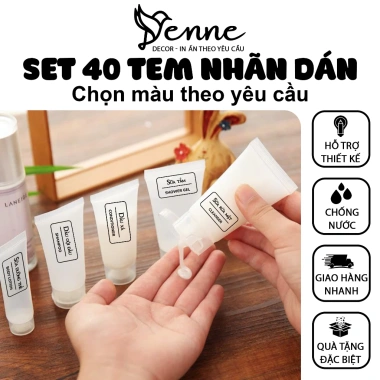 Set 40 Nhãn Dán Tuýp Chiết Mỹ Phẩm Du Lịch – In Tên, Dùng Đựng Dầu Gội, Giá 20.000 VND