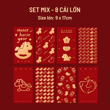 Set 5 bao lì xì Tết Bính Ngọ 2.026 nhiều mẫu xinh xắn, giá ưu đãi 28.000đ 2 Set 5 bao lì xì Tết Bính Ngọ 2.026 nhiều mẫu xinh xắn, giá ưu đãi 28.000đ 2