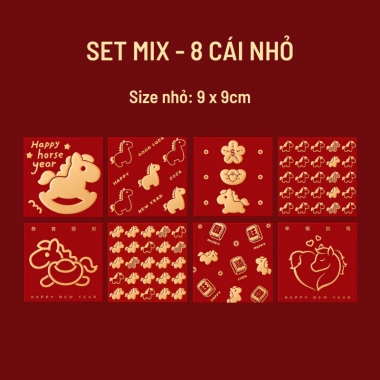 Set 5 bao lì xì Tết Bính Ngọ 2.026 nhiều mẫu xinh xắn, giá ưu đãi 28.000đ