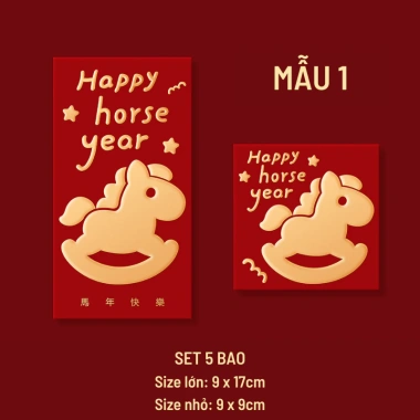 Set 5 bao lì xì Tết Bính Ngọ 2.026 nhiều mẫu xinh xắn, giá ưu đãi 28.000đ