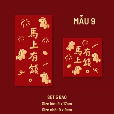 Set 5 bao lì xì Tết Bính Ngọ 2.026 nhiều mẫu xinh xắn, giá ưu đãi 28.000đ