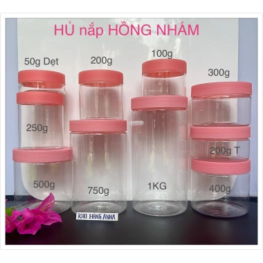 Set 5 Hũ Nắp Xanh Lá PET Trong Suốt - 100g‑1kg, Hộp Đựng Thực Phẩm Giá 25.000đ