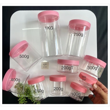 Set 5 Hũ Nắp Xanh Lá PET Trong Suốt - 100g‑1kg, Hộp Đựng Thực Phẩm Giá 25.000đ