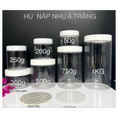 Set 5 Hũ Nắp Xanh Lá PET Trong Suốt - 100g‑1kg, Hộp Đựng Thực Phẩm Giá 25.000đ