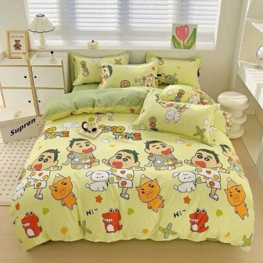 Set 5 món Chăn Phao Trần bông dày kèm Ga & Vỏ Gối cotton poly - Đa màu, mềm, giá 190k