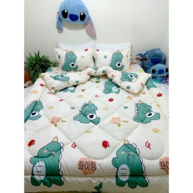 Set 5 món Chăn Phao Trần bông dày kèm Ga & Vỏ Gối cotton poly - Đa màu, mềm, giá 190k