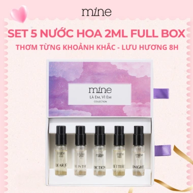 Set 5 mùi nước hoa 2ml + box lưu hương 8h Nước hoa Mine thơm lâu, ngọt ngào, nữ tính, năng động, giá 169k