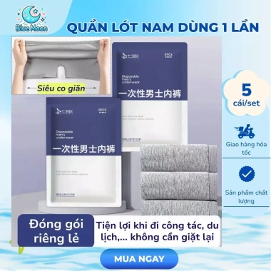 Set 5 Quần Lót Nam Dùng 1 Lần Đóng Gói Riêng, Tiệt Trùng, Tiện Dụng Khi Du Lịch