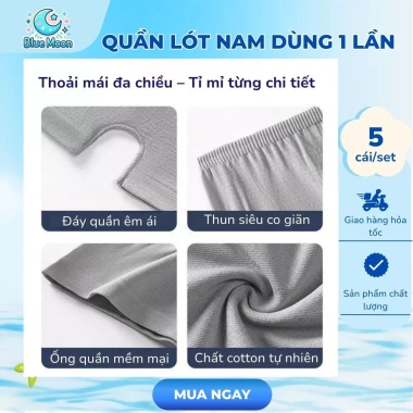 Set 5 Quần Lót Nam Dùng 1 Lần Đóng Gói Riêng, Tiệt Trùng, Tiện Dụng Khi Du Lịch 3