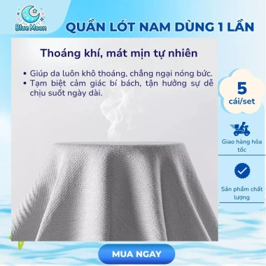 Set 5 Quần Lót Nam Dùng 1 Lần Đóng Gói Riêng, Tiệt Trùng, Tiện Dụng Khi Du Lịch 5
