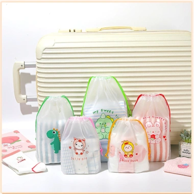 Set 5 Túi Nhựa Dây Rút Trong Suốt Đựng Giày và Quần Áo Du Lịch Tiện Lợi