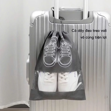Set 5 túi vải đựng giày dép có dây rút chống bẩn - tiện lợi du lịch, bảo vệ giày