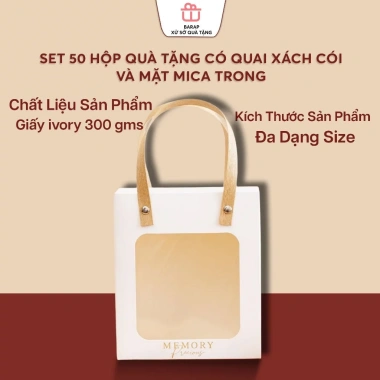 Set 50 Hộp Quà Tặng Cửa Sổ Mica và Dây Quai Cói - Quà Tết, Sinh Nhật, Valentine Giá 109k