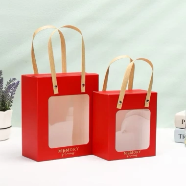 Set 50 Hộp Quà Tặng Cửa Sổ Mica và Dây Quai Cói - Quà Tết, Sinh Nhật, Valentine Giá 109k
