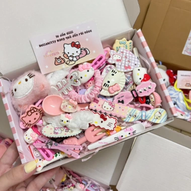 Set 50 Kẹp Tóc Hello Kitty, Hộp + Thiệp - Quà tặng sinh nhật, Valentine, 8/3, giá 169k