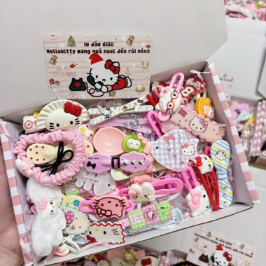 Set 50 Kẹp Tóc Hello Kitty, Hộp + Thiệp - Quà tặng sinh nhật, Valentine, 8/3, giá 169k