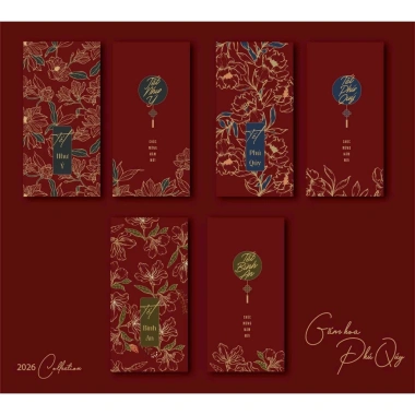 Set 6 Bao Lì Xì Tết Gấm Hoa 2.026 - Thiết kế sang trọng, tinh tế, chỉ 17.000đ
