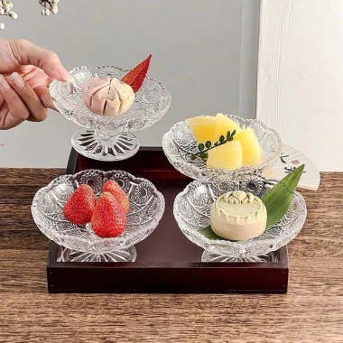 Set 6 Đĩa Thủy Tinh Đựng Mứt Tết Dona Home - Bát Hạt Dưa & Bánh Kẹo Họa Tiết 6