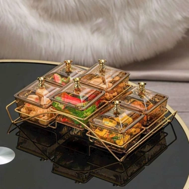 Set 6 Khay Đựng Mứt Hình Vuông Hũ Nắp Núm Dễ Thương Bánh Kẹo Tết Giá 145k