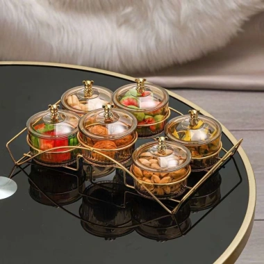 Set 6 Khay Đựng Mứt Hình Vuông Hũ Nắp Núm Dễ Thương Bánh Kẹo Tết Giá 145k 3