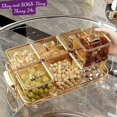 Set 6 Khay Đựng Mứt Hình Vuông Hũ Nắp Núm Dễ Thương Bánh Kẹo Tết Giá 145k 4