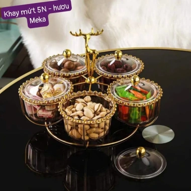 Set 6 Khay Đựng Mứt Hình Vuông Hũ Nắp Núm Dễ Thương Bánh Kẹo Tết Giá 145k 5