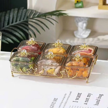 Set 6 Khay Đựng Mứt Hình Vuông Hũ Nắp Núm Dễ Thương Bánh Kẹo Tết Giá 145k 8