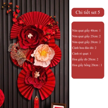 Set 6 Quạt Giấy Đỏ Tết 2.026 - Cưới, Nhà, Trường - Faco Accessory 9.497 VND 2