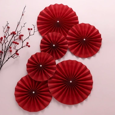 Set 6 Quạt Giấy Đỏ Tết 2.026 - Cưới, Nhà, Trường - Faco Accessory 9.497 VND 10
