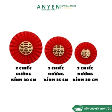 Set 6 Quạt Giấy Đỏ Trang Trí Tết 2.026 Dán Tường May Mắn - Họa Tiết Giá 11.000đ 4