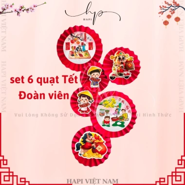 Set 6 Quạt Trang Trí Tết Mẫu Mới 2.026 – Quạt Đỏ Decor Bính Ngọ Giá Chỉ 44.999₫