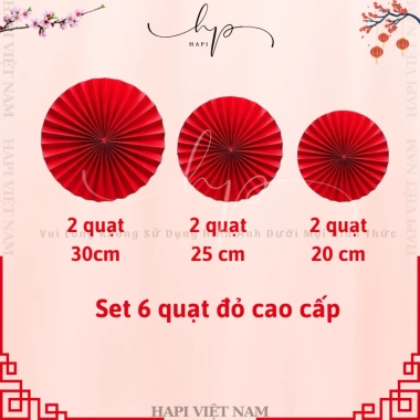 Set 6 Quạt Trang Trí Tết Mẫu Mới 2.026 – Quạt Đỏ Decor Bính Ngọ Giá Chỉ 44.999₫