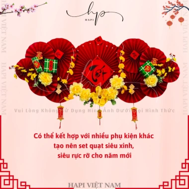 Set 6 Quạt Trang Trí Tết Mẫu Mới 2.026 – Quạt Đỏ Decor Bính Ngọ Giá Chỉ 44.999₫