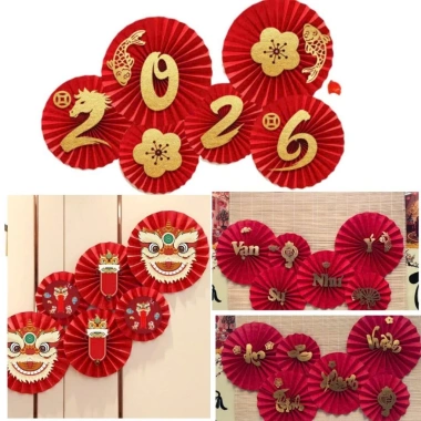 Set 6 Quạt Xuân An Khang Thịnh Vượng Trang Trí Tết Bính Ngọ 2.026 Giá Ưu Đãi 55k