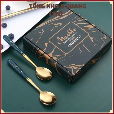 Set 6 Thìa Muỗm Ăn Cơm Dễ Thương và Hộp Đựng Xinh, Muỗng Mạ Vàng Cho Bé Ăn Dặm 23.000₫