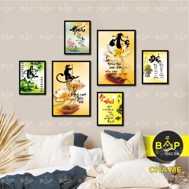 Set 6 tranh thần tài tết 2.026 may mắn, formex dán tường kèm keo, còn 96.000đ