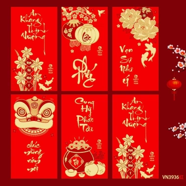 Set 60 Cái Lì Xì May Mắn Nhung Đỏ In Nổi – Giá 59.500 cho Tết Bính Ngọ 2.026