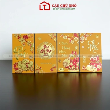 Set 60 Lì Xì Nhung Vàng Sang Trọng - Bao Lì Xì Tết 2.026 Cao Cấp In Chữ Kim Cậu Chủ Nhỏ, Giá chỉ 35.000 VND