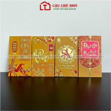 Set 60 Lì Xì Nhung Vàng Sang Trọng - Bao Lì Xì Tết 2.026 Cao Cấp In Chữ Kim Cậu Chủ Nhỏ, Giá chỉ 35.000 VND